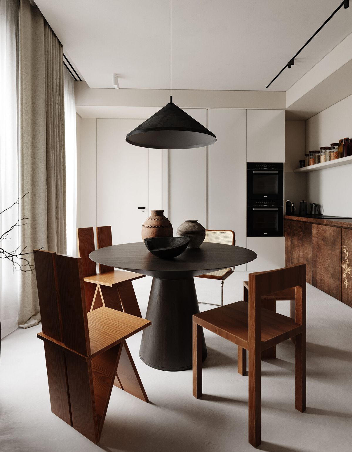 Amber Shore Residence — dining area with round black table